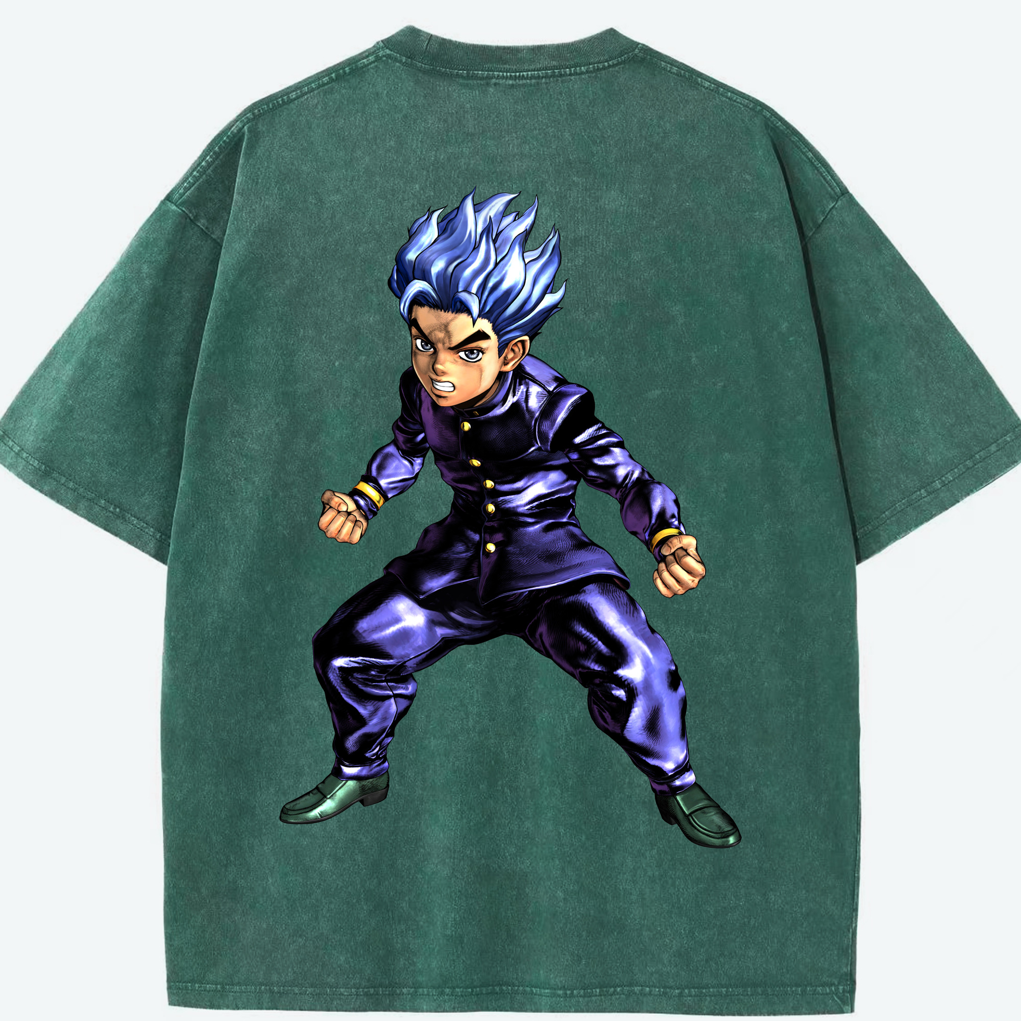 （画像用） ジョジョの奇妙な冒険 広瀨康一 JoJo's Bizarre Adventure Hirose Koichi 綿100% ヴィンテージ風 半袖Tシャツ（背面プリント）
